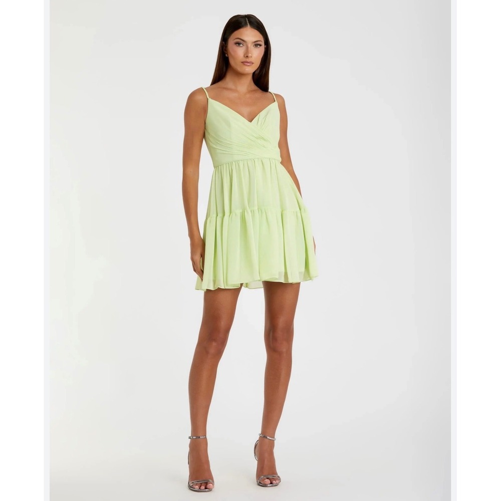 Ieena for Mac Duggal‎ Dress 10 Green Tiered Cocktail Prom Wedding Guest 70200